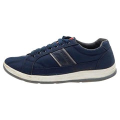 Prada Sport Navy Blue Nylon Low Top Sneakers Size 43