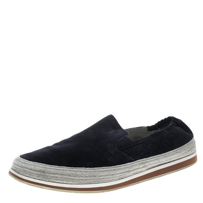 Prada Sport Navy Blue Suede Espadrille Sneakers Size 42.5 For Sale at ...