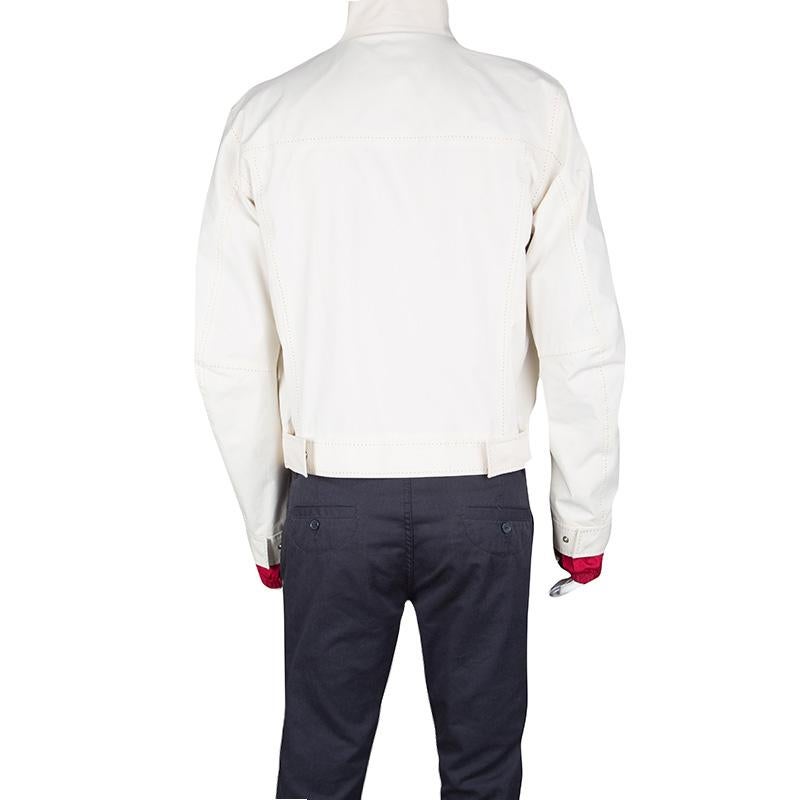 Prada Sport Off White Gore Tex Contrast Stitch Detail Zip Front