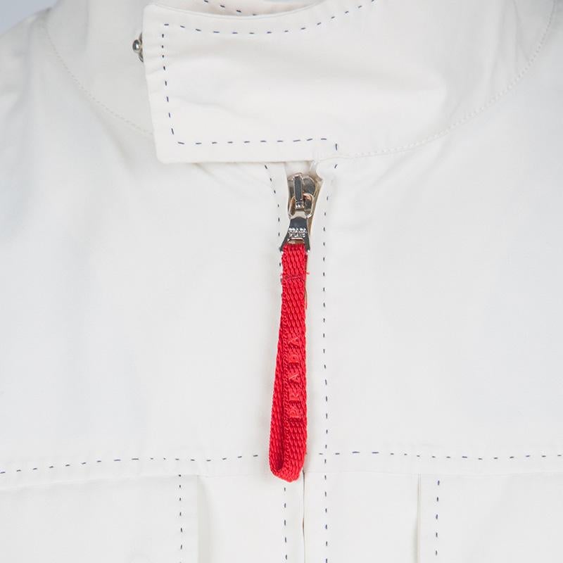 Gray Prada Sport Off White Gore Tex Contrast Stitch Detail Zip Front Jacket XL
