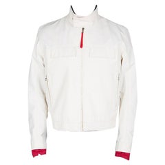 Prada Sport Off White Gore Tex Contrast Stitch Detail Zip Front Jacket XL