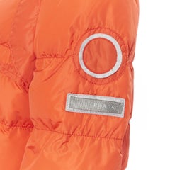 PRADA SPORT orange nylon goose down feather padded puffer cropped jacket IT40 S