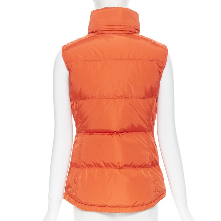 PRADA SPORT orange nylon goose down feather padded puffer vest jacket IT40  S at 1stDibs | orange prada vest