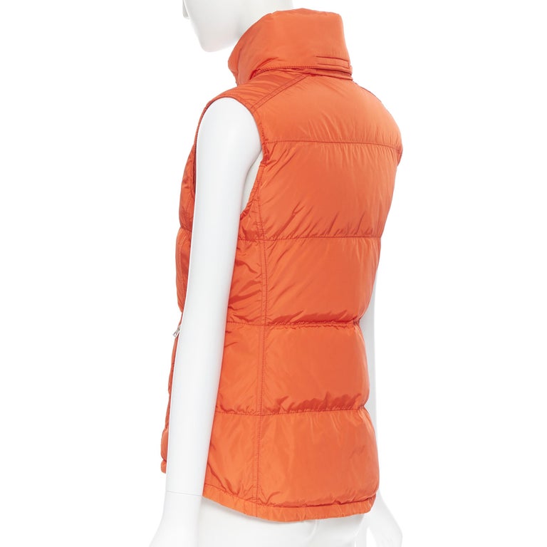 PRADA SPORT orange nylon goose down feather padded puffer vest jacket IT40  S at 1stDibs | orange prada vest