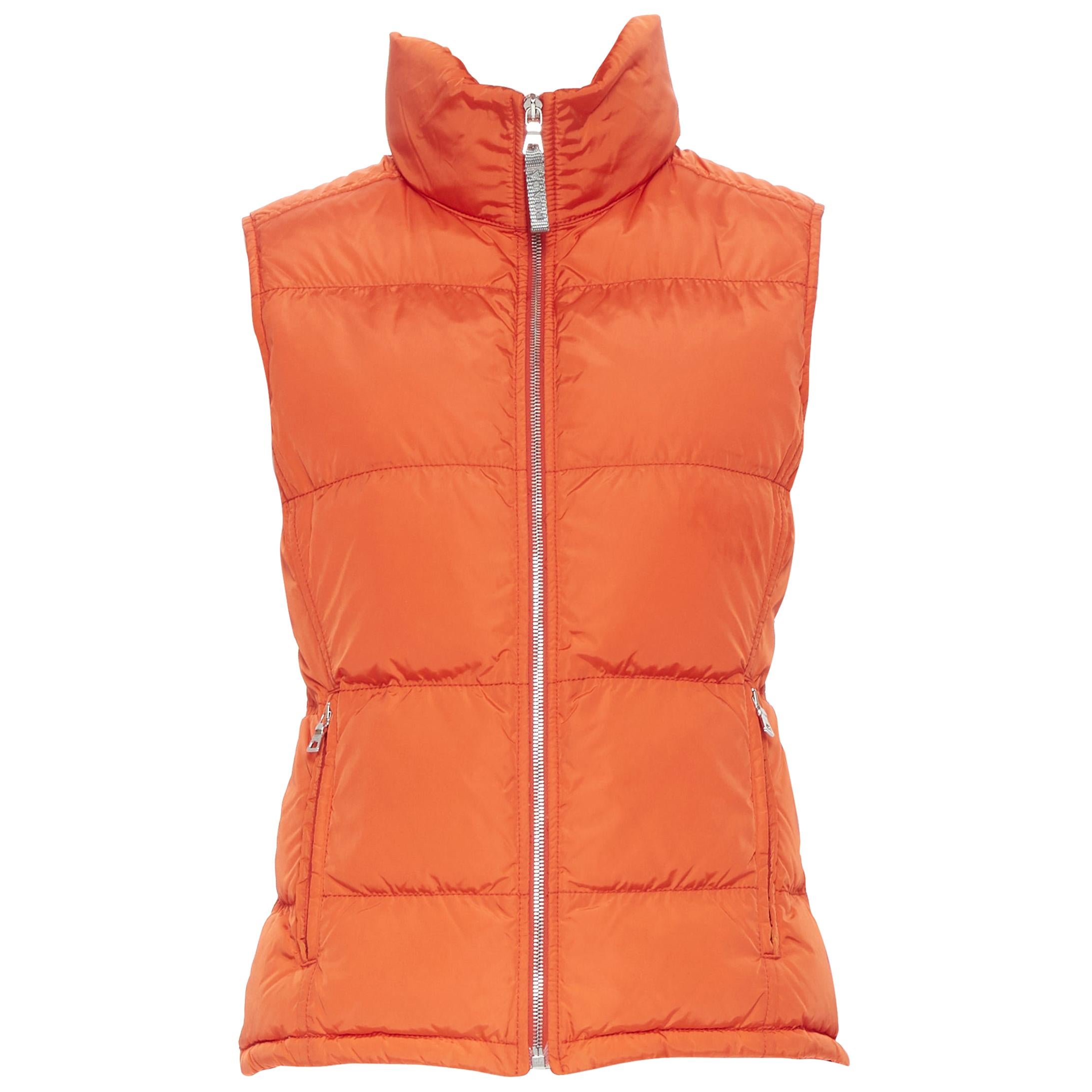PRADA SPORT orange nylon goose down feather padded puffer vest jacket IT40  S at 1stDibs | prada vest puffer, orange down vest, prada puffer vest