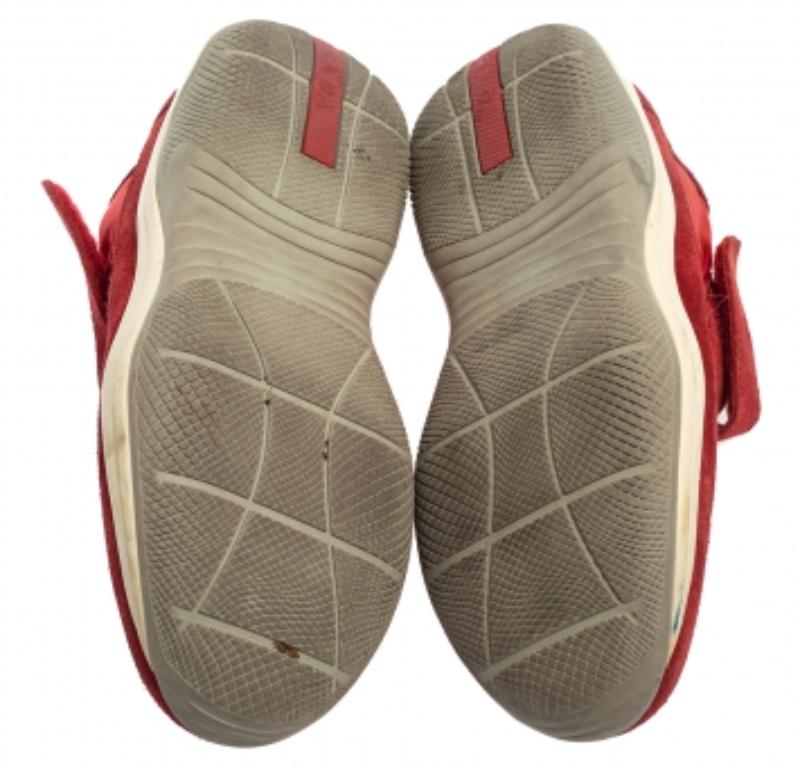 Prada Sport Red Suede and Nylon Low Top Sneaker Size 34 For Sale 3