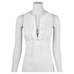 Prada Sport S/S2000 Eggshell Technical Lace-Up Midi Dress With Mesh Inserts IT40