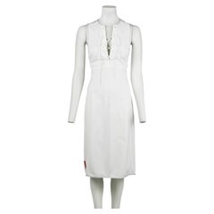 Prada Sport S/S2000 Eggshell Technical Lace-Up Midi Dress With Mesh Inserts IT40