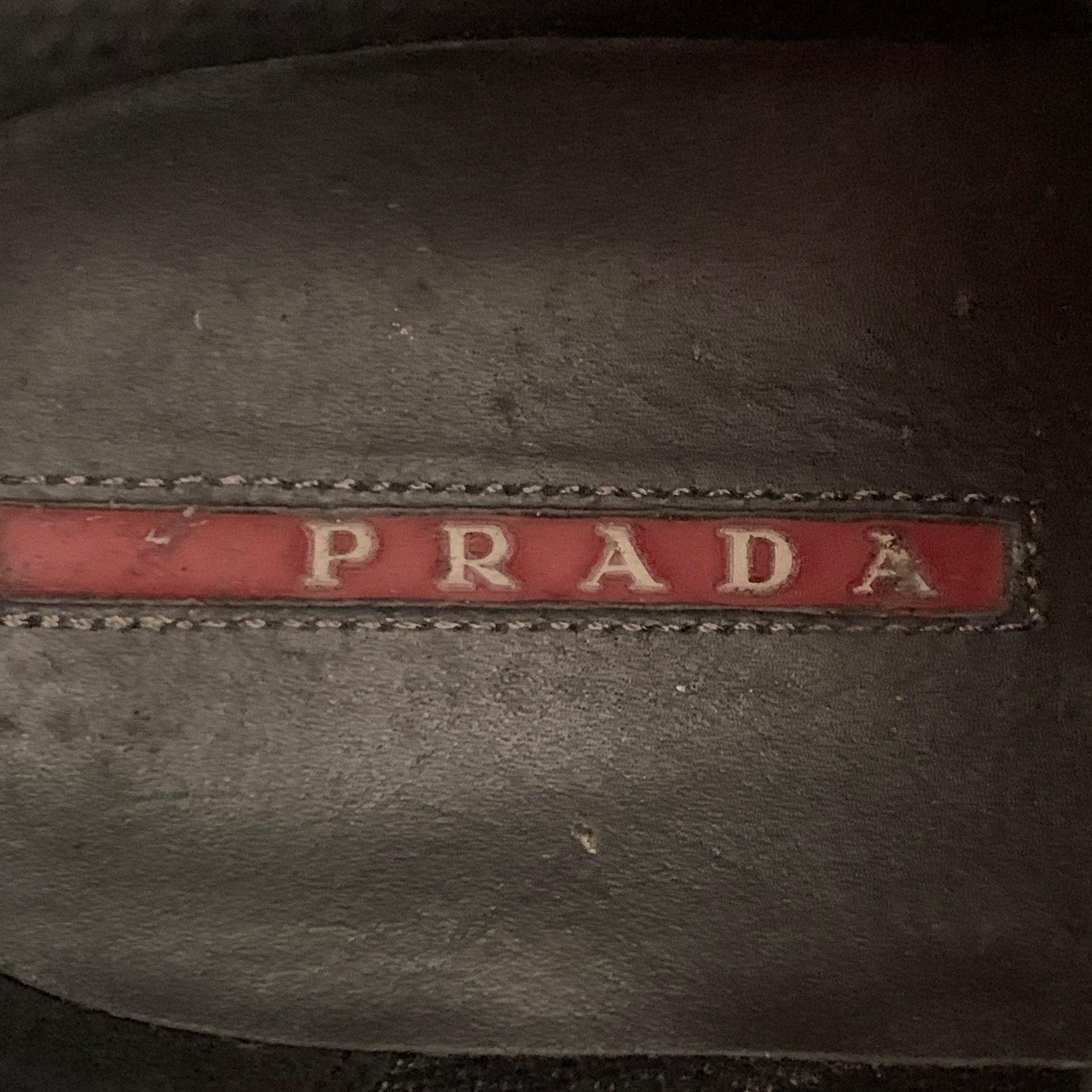 PRADA SPORT Größe 10.5 America's Cup Silber Leder Nylon Mesh Ankle Sneakers im Angebot 4