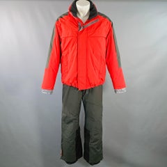 PRADA SPORT Size 40 Red Forest Green Nylon Ski Jacket Pants Set