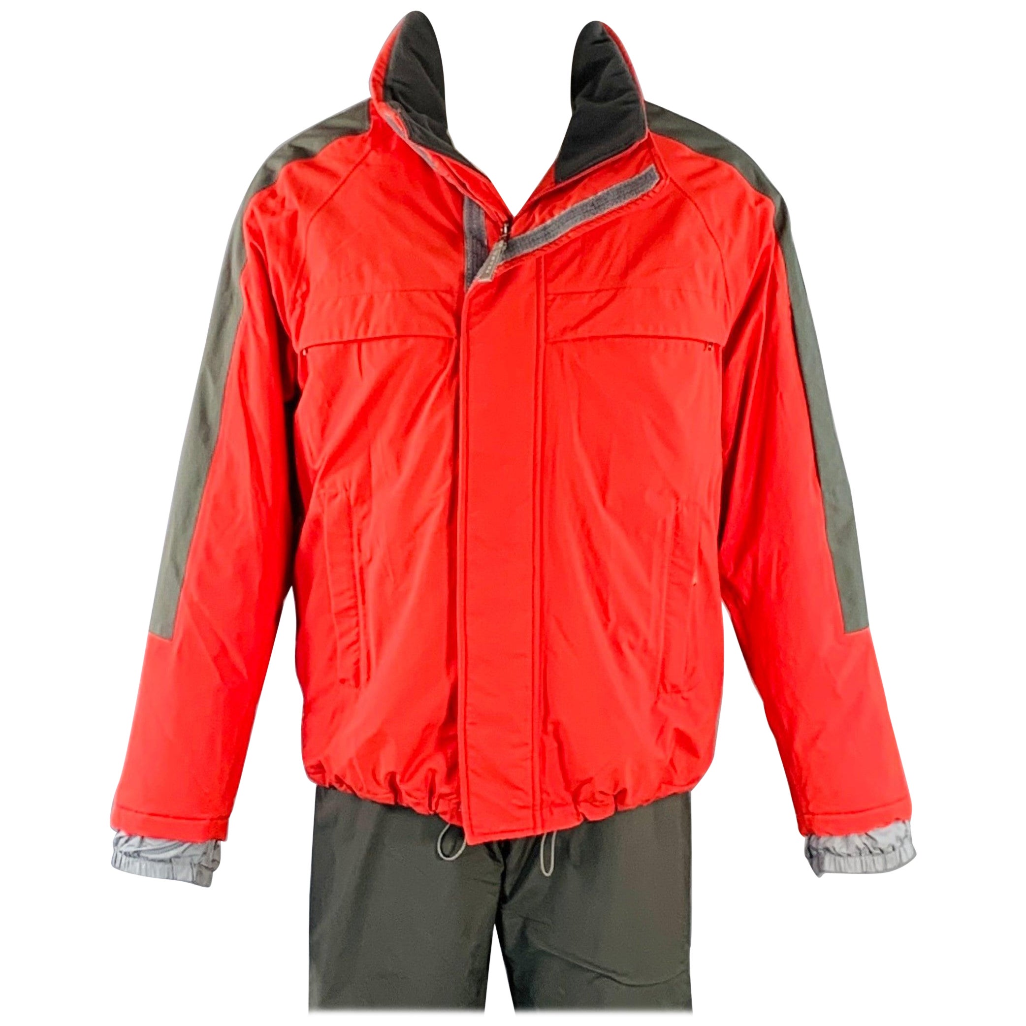 PRADA SPORT Size 40 Red Forest Green Nylon Ski Jacket Pants Set For Sale