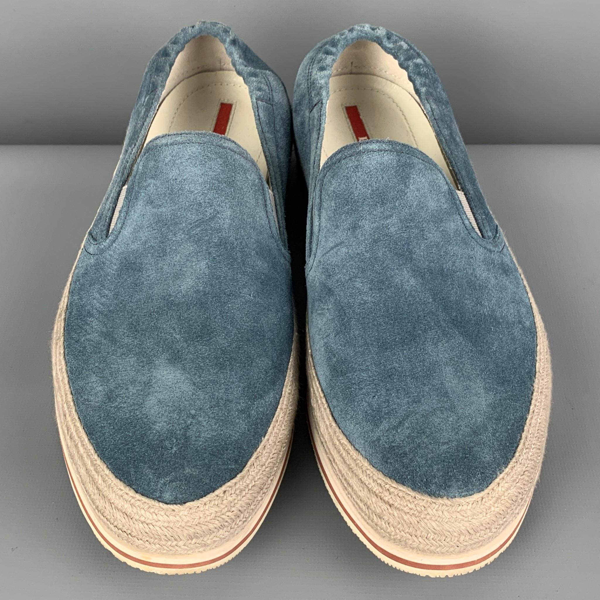 prada blue suede loafers