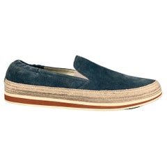 PRADA SPORT Größe 9 Blaugrauer zweifarbiger Wildleder Slip auf Loafers