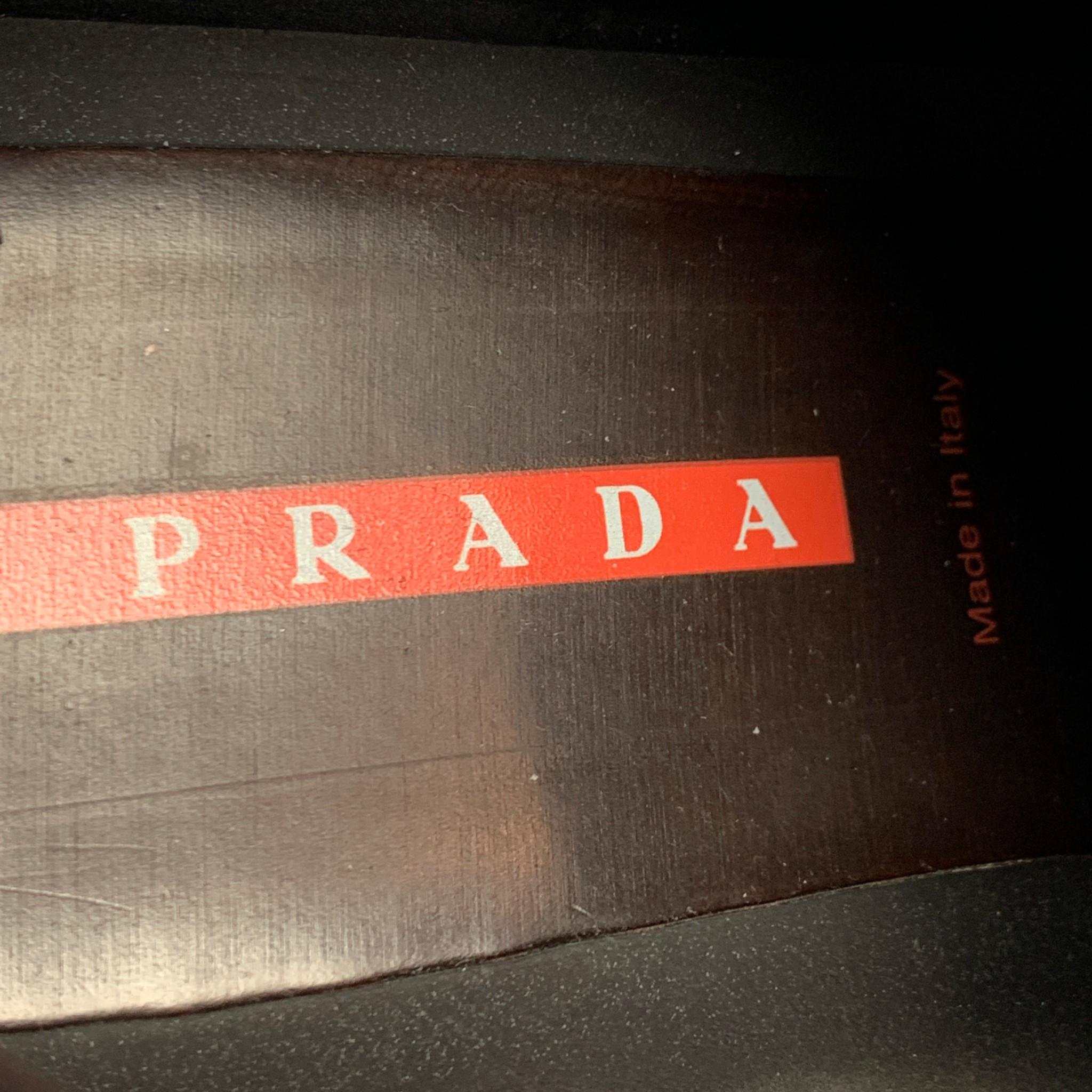 Men's PRADA Sport Size 9.5 Red Leather Hook & Loop Loafers