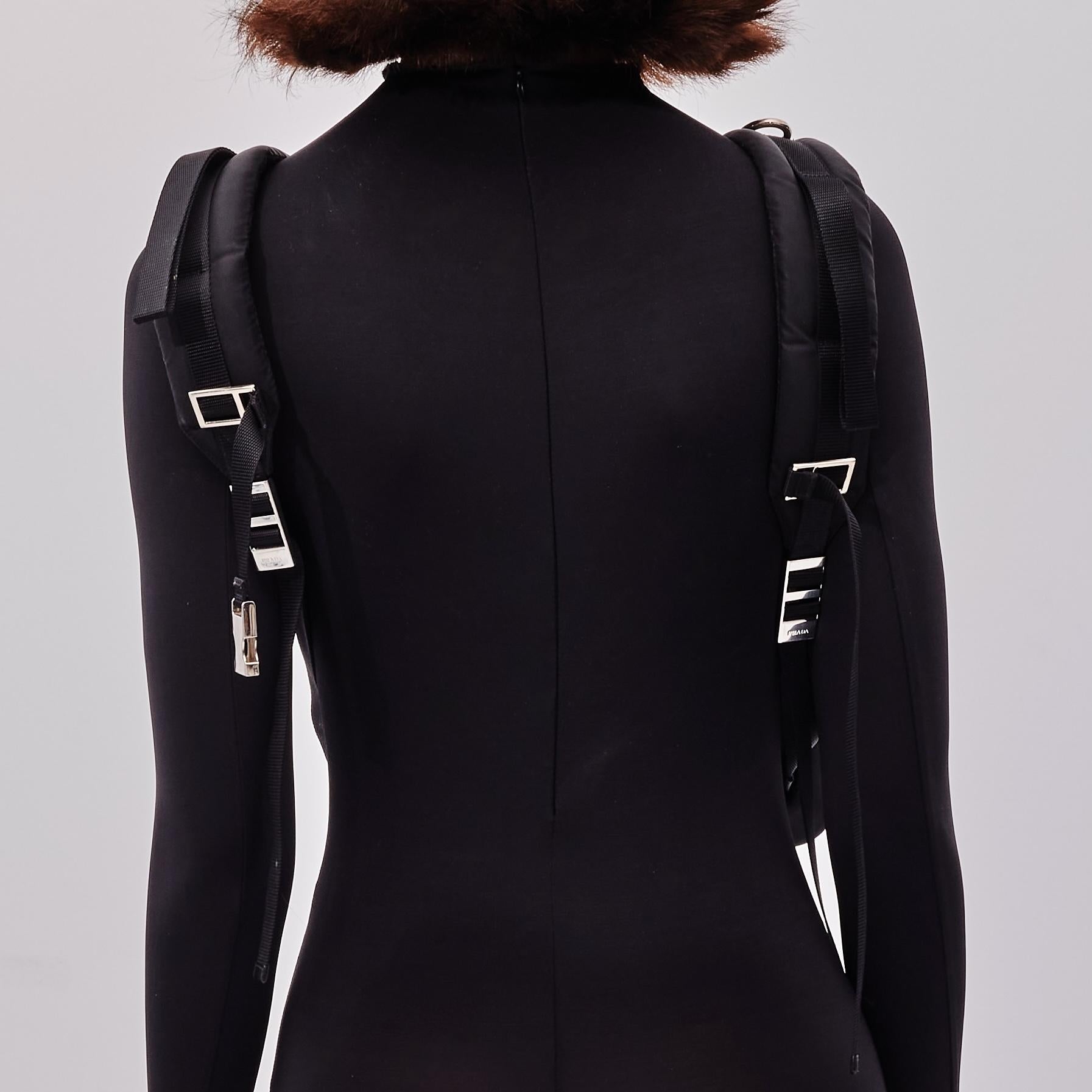 Black Prada Sport Tessuto Nylon Multi Pocket Back Pack For Sale