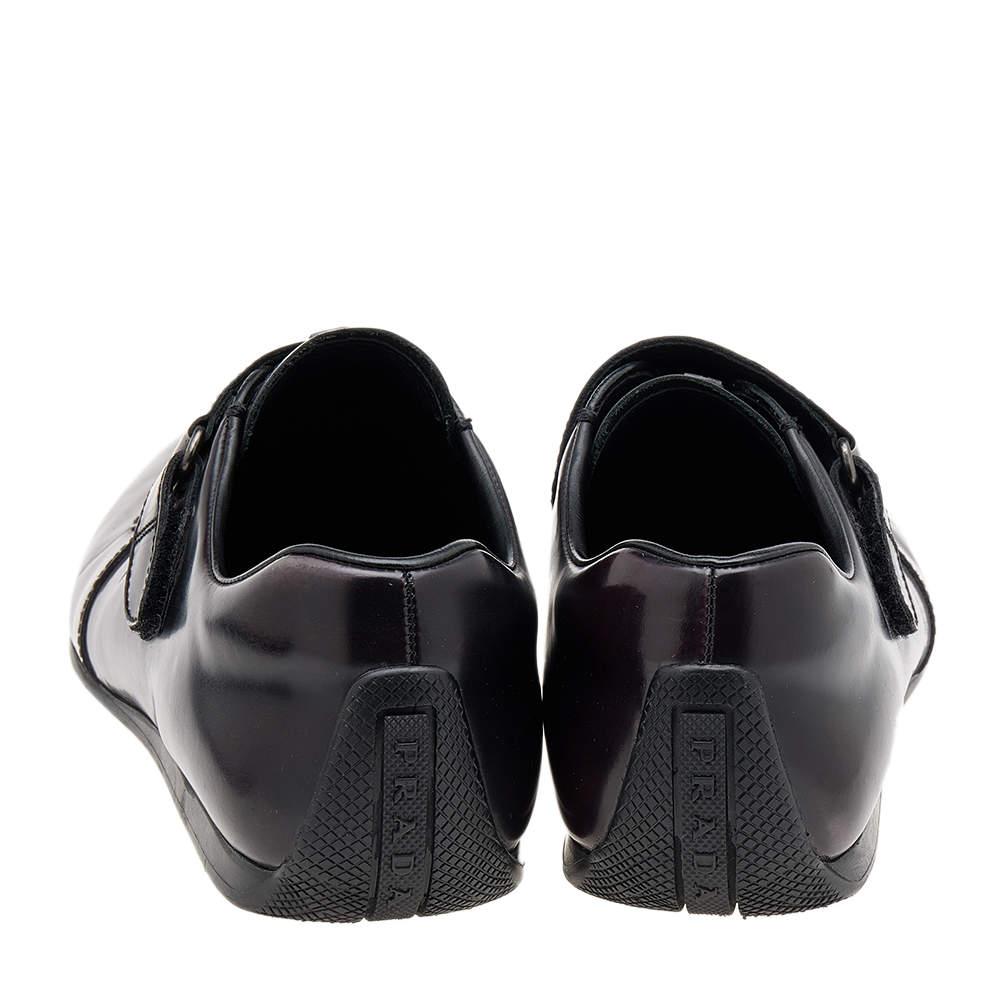 Gray Prada Sport Two Tone Leather Single Strap Monk Shoes Size 42 For Sale