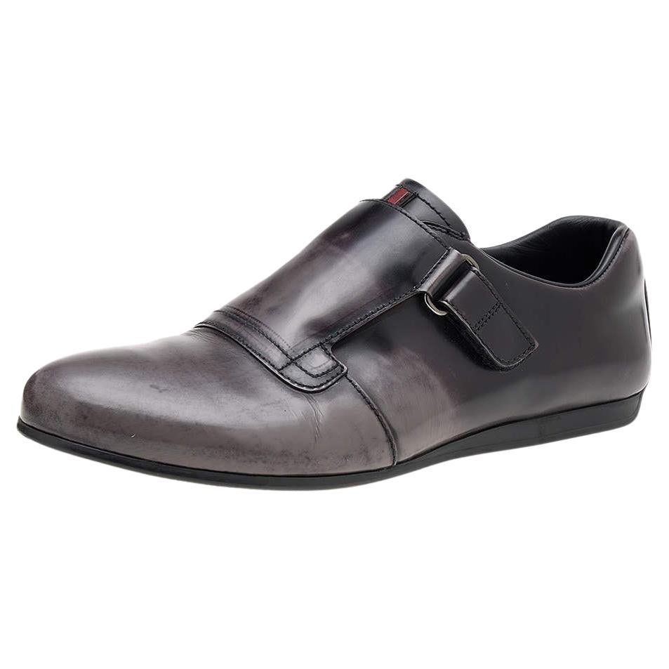 Prada Sport Two Tone Leather Single Strap Monk Shoes Size 42 For Sale