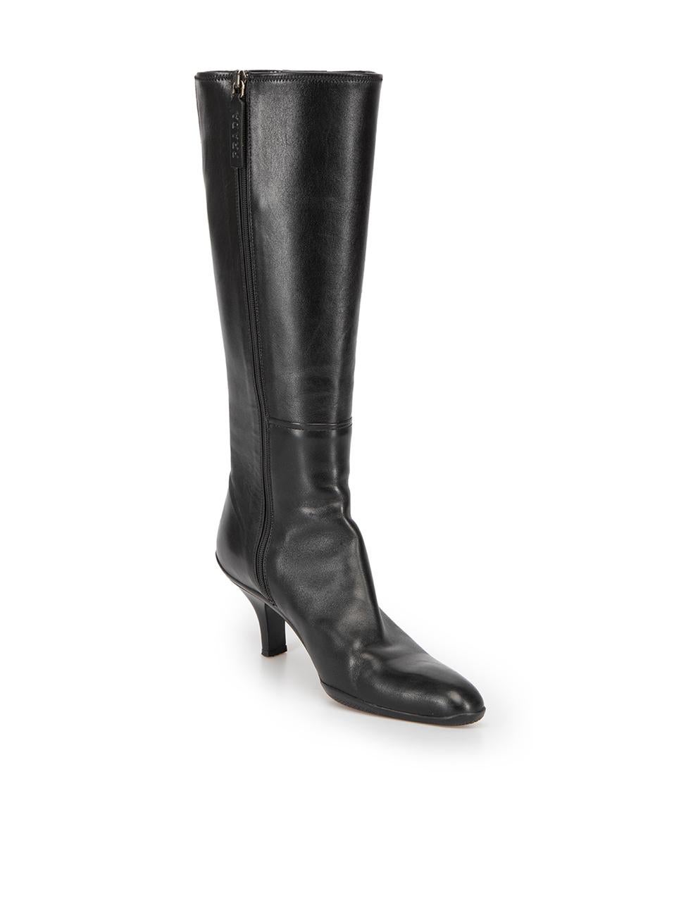 CONDITION is Very good. Minimal wear to boots is evident. Minimal wear to the heels of both with slight scratch marks on this used Prada Sport designer resale item. 



Details


Black

Leather

Knee high boots

Pointed toe

Mid heel

Side zip
