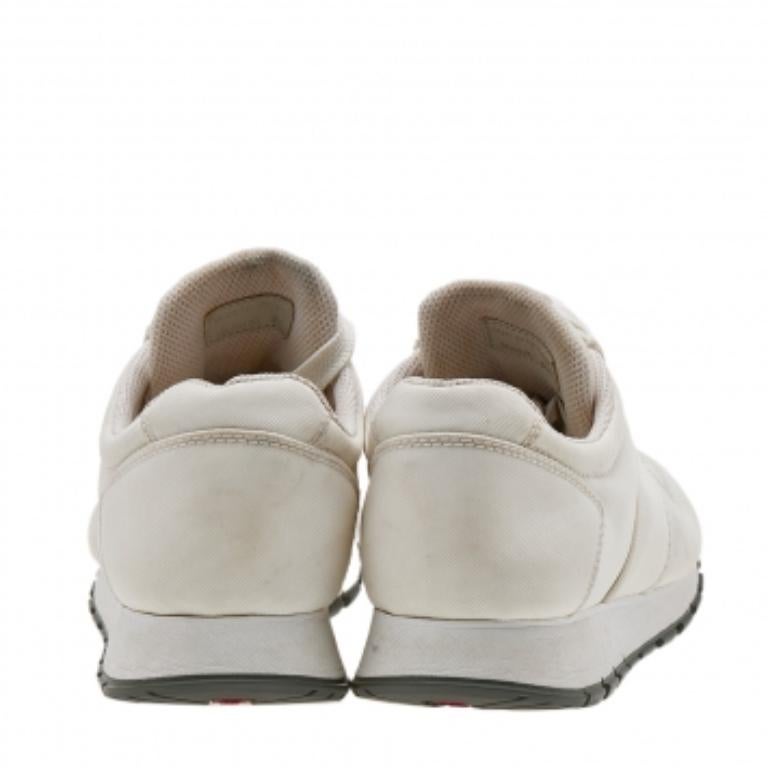 Prada Sport White Canvas Lace Up Low Top Sneakers Size 38.5 For Sale 1
