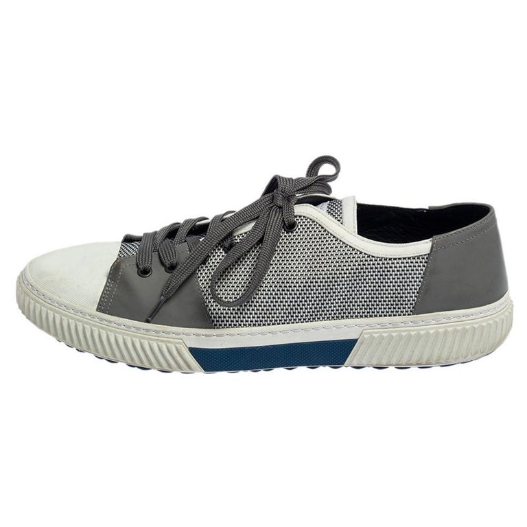 Prada Sport White/Grey Nylon Knit And Rubber Lace Up Sneakers Size 45.5 at  1stDibs