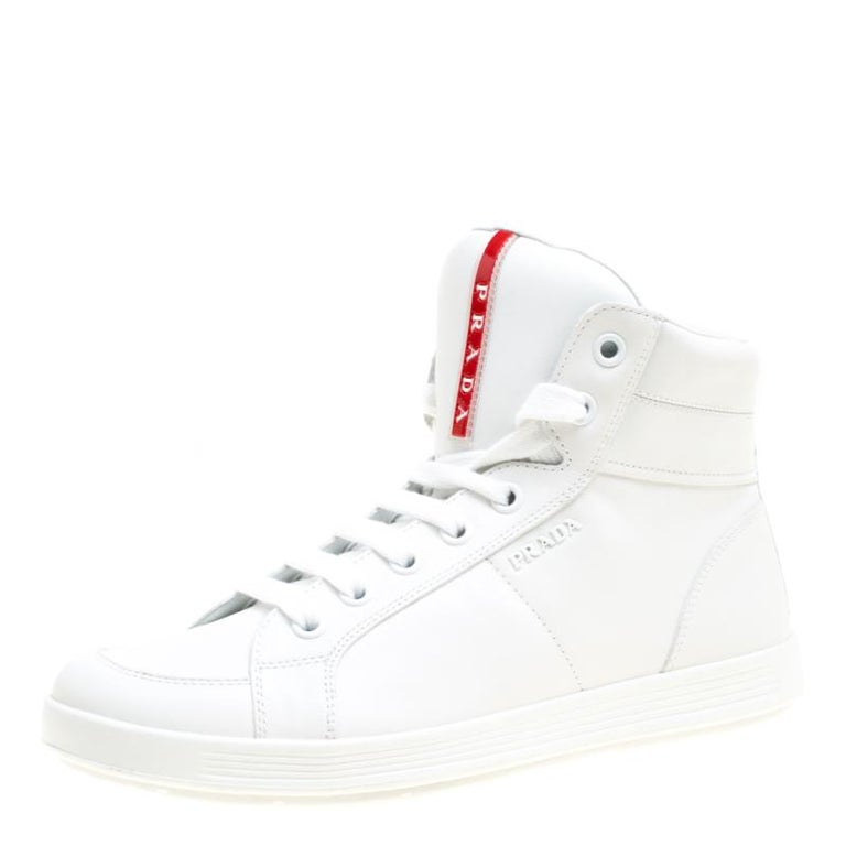 Prada Sport Leather High Top Sneakers Size 41 Sale at 1stDibs | prada high top sneakers, prada top