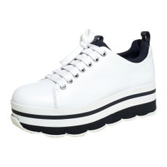 Prada Sport White Leather Platform Sneakers Size 38