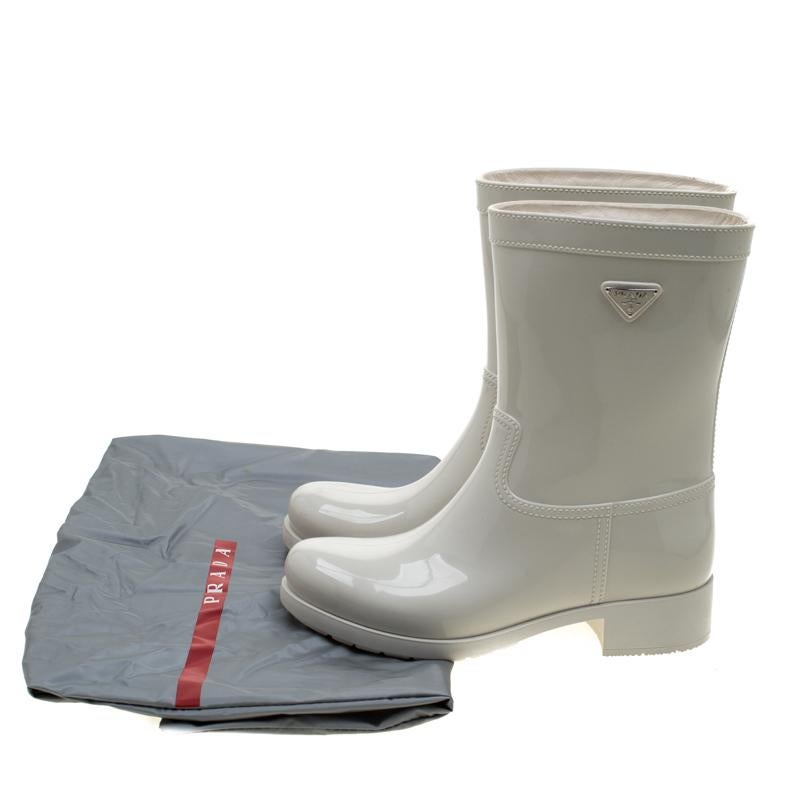Women's Prada Sport White Rubber Clay Rain Boots Size 38