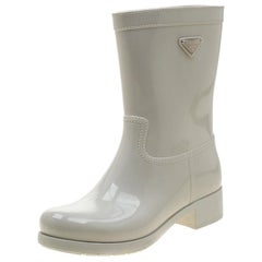 Prada Sport White Rubber Clay Rain Boots Size 38