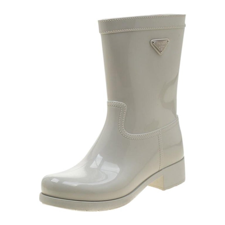 Prada Sport White Rubber Clay Rain Boots Size 38 at 1stDibs