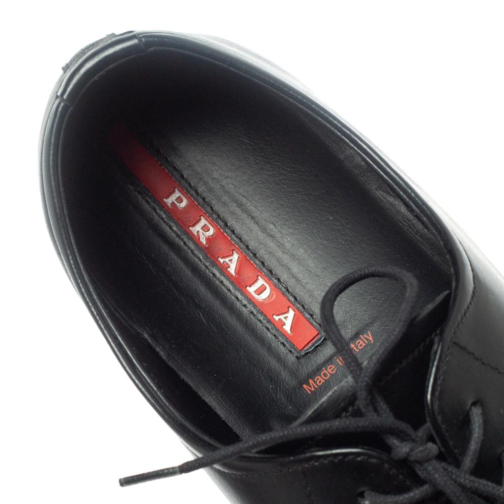 Prada Sports Black Leather Lace Up Derby Size 41.5 1