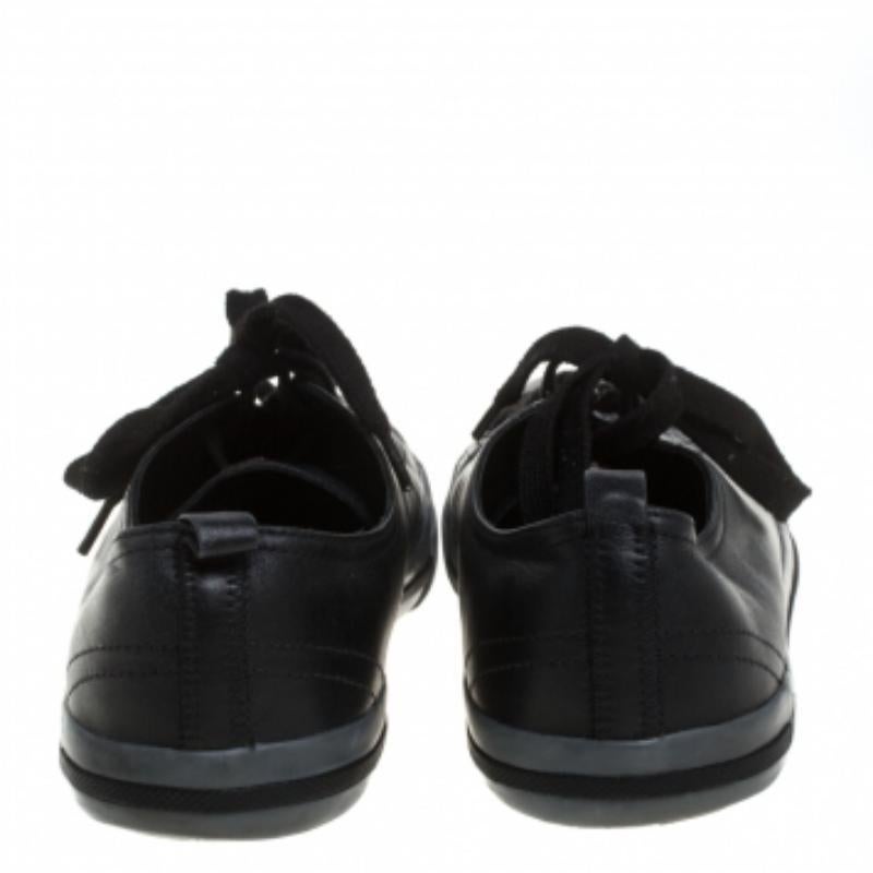 Prada Sports Black Leather Lace Up Sneakers Size 41 For Sale 2