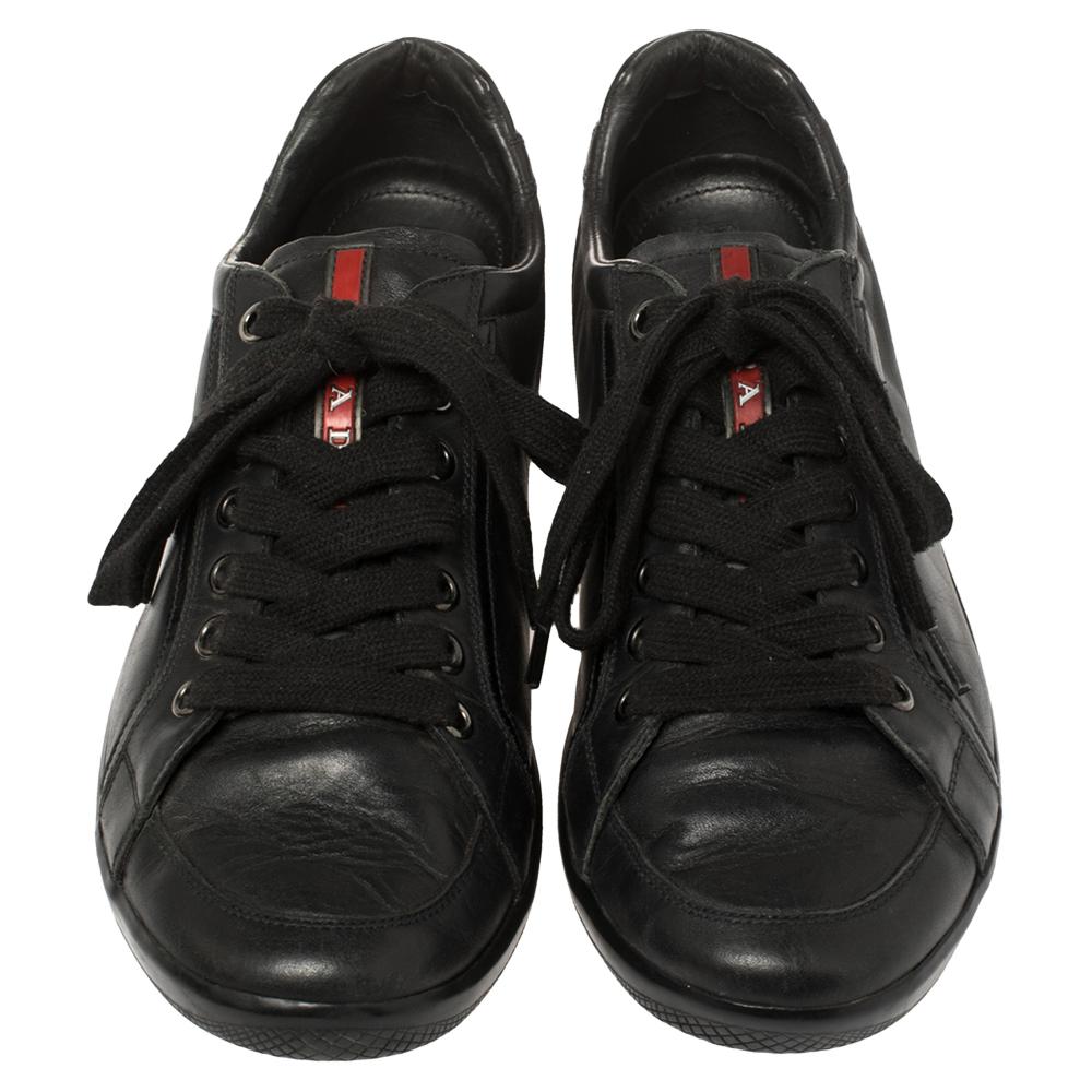 Prada Sports Zapatillas de cuero negro talla 44 Negro