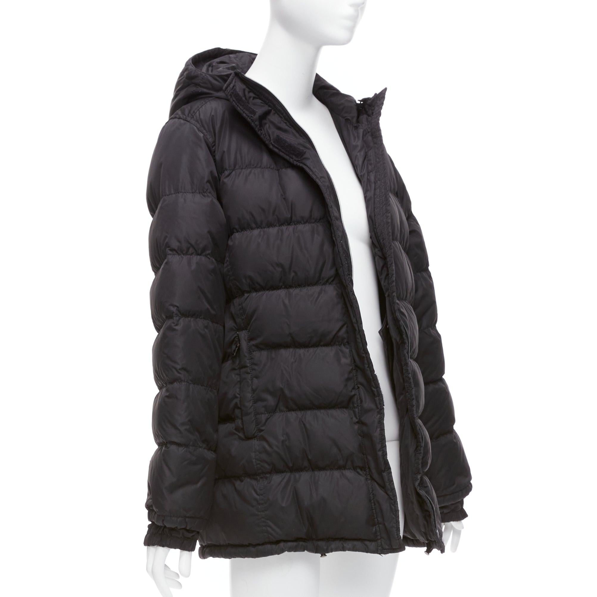 Black PRADA Sports black nylon down filled hooded puffer jacket IT40 S For Sale