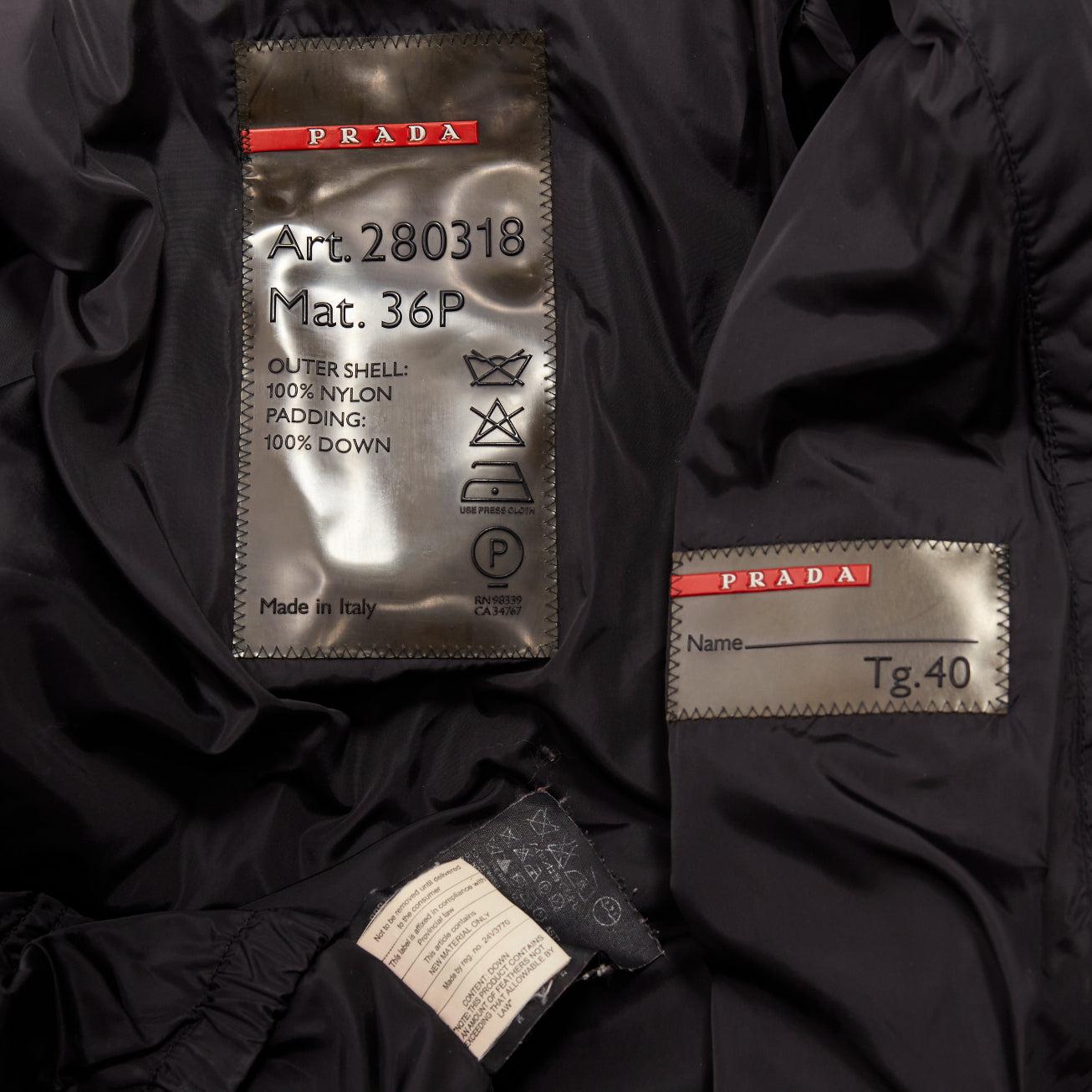 PRADA Sports black nylon down filled hooded puffer jacket IT40 S For Sale 3