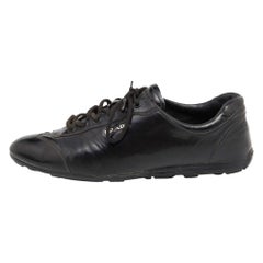 Prada Sports Black Patent Leather Low Top Sneakers Size 40