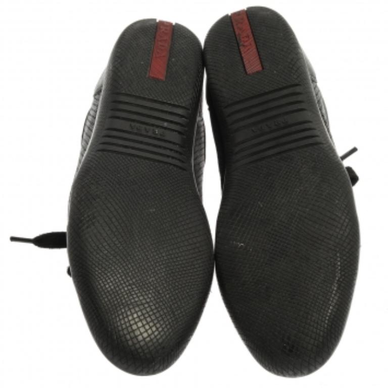 Women's Prada Sports Black Perforated Leather Lace Up Low Top Sneakers Size 38 For Sale