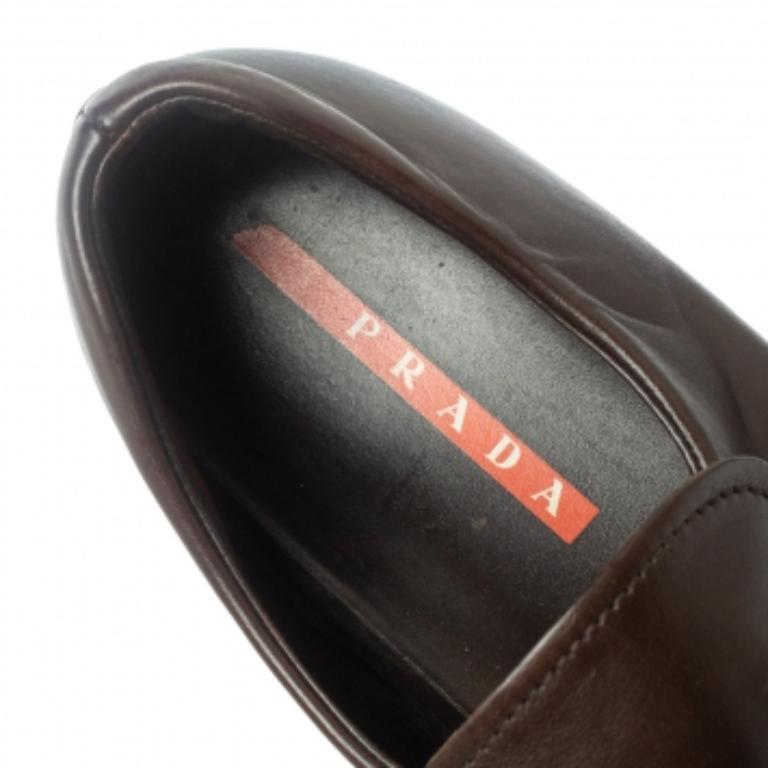 Prada Sports Brown Leather Slip On Loafers Size 42.5 For Sale 1