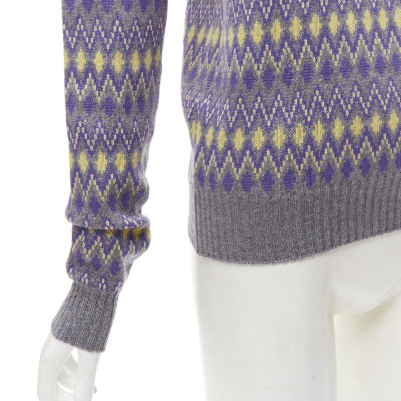 PRADA Sports Logo grey purple argyle knitted sweater S For Sale 2