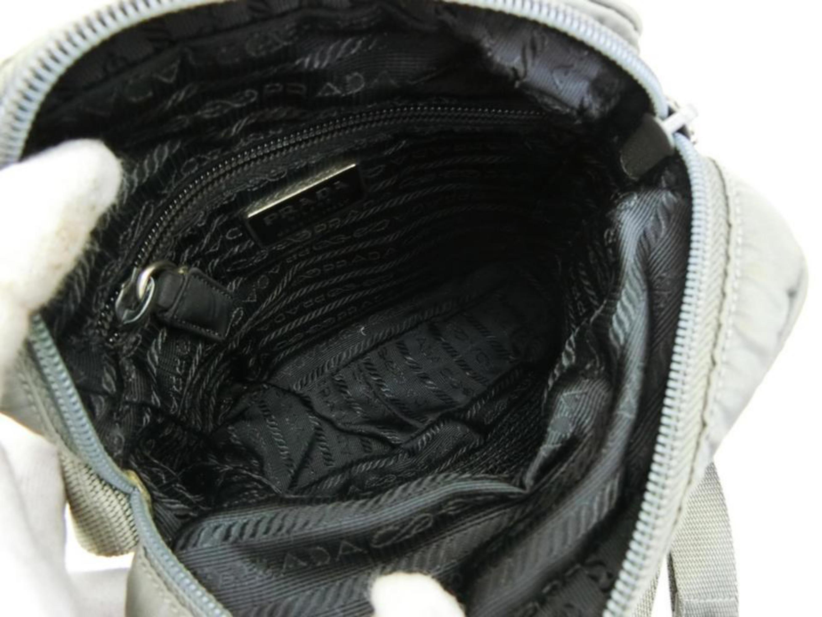 Gray Prada Sports Tessuto Vela Mini Messenger 232179 Grey Nylon Cross Body Bag For Sale