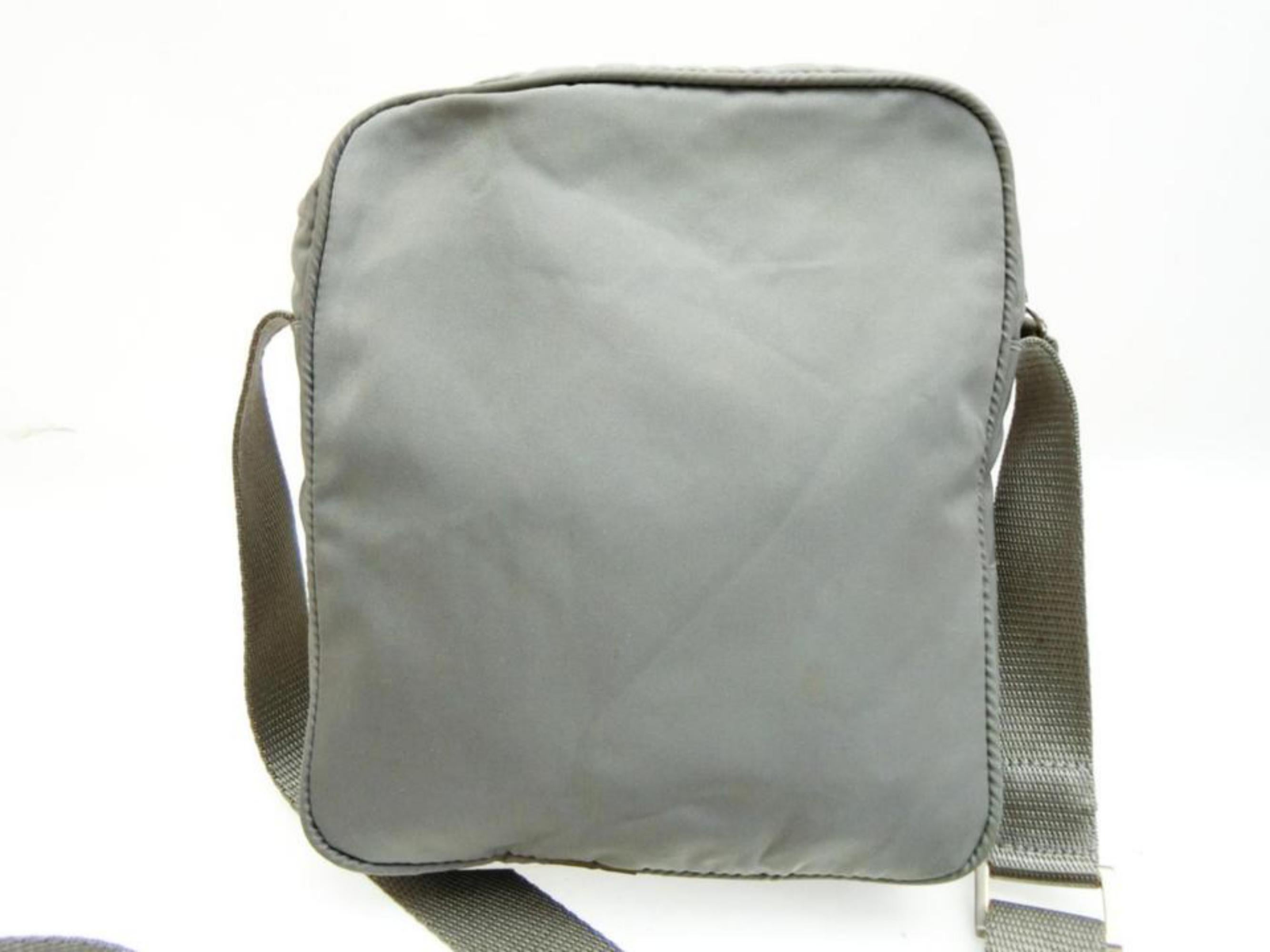 Prada Sports Tessuto Vela Mini Messenger 232179 Grey Nylon Cross Body Bag For Sale 2