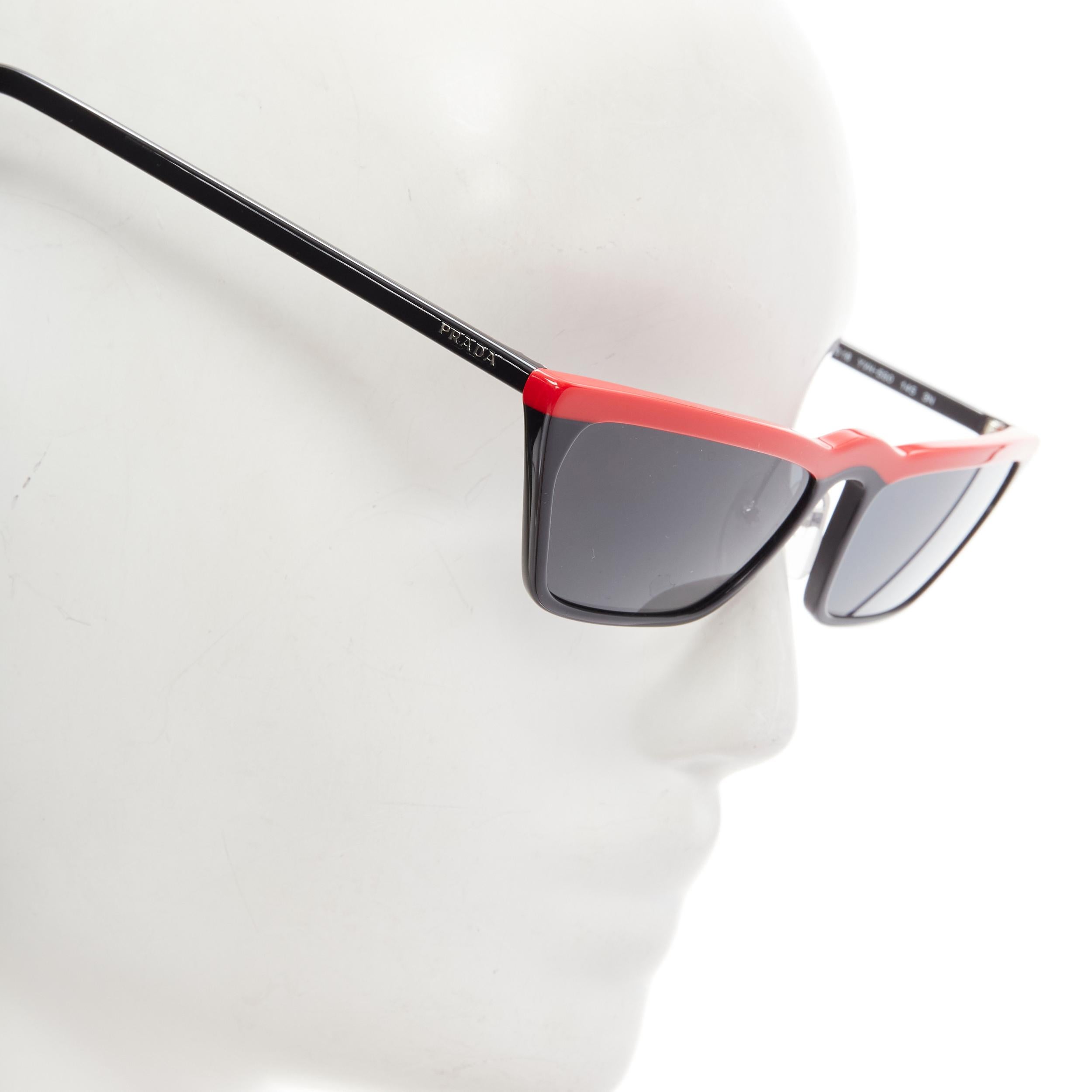 PRADA SPR19U black red Linea Rossa cateye sunglasses Y2K 
Reference: ANWU/A00093 
Brand: Prada 
Designer: Miuccia Prada 
Material: Acetate 
Color: Black 
Pattern: Solid 
Made in: Italy 


CONDITION: 
Condition: Excellent, this item was pre-owned and