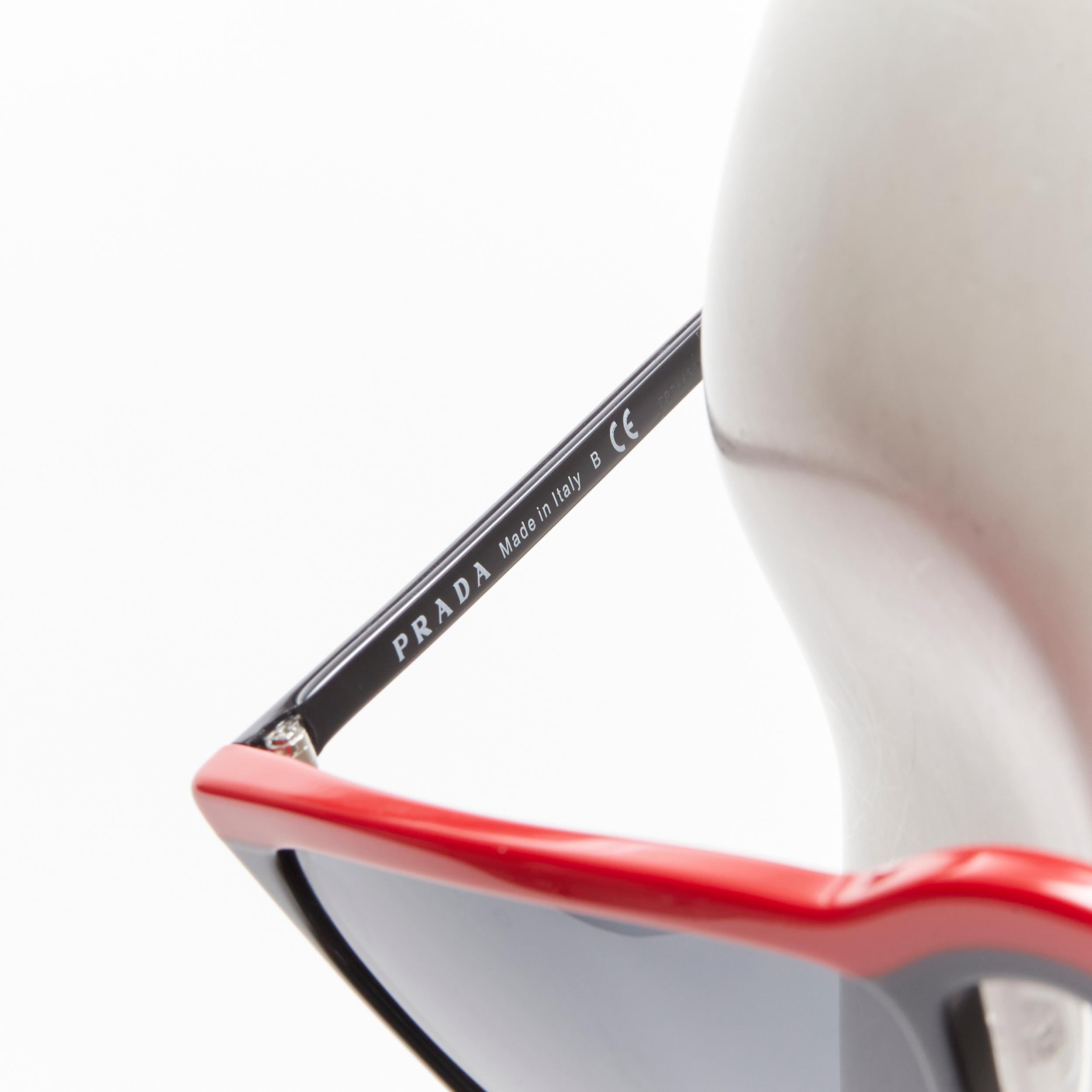 Women's PRADA SPR19U black red Linea Rossa cateye sunglasses Y2K