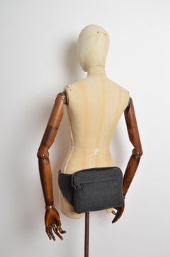 PRADA spring 1999 Charcoal grey Wool Bum Bag - Rare Runway Waist Bag