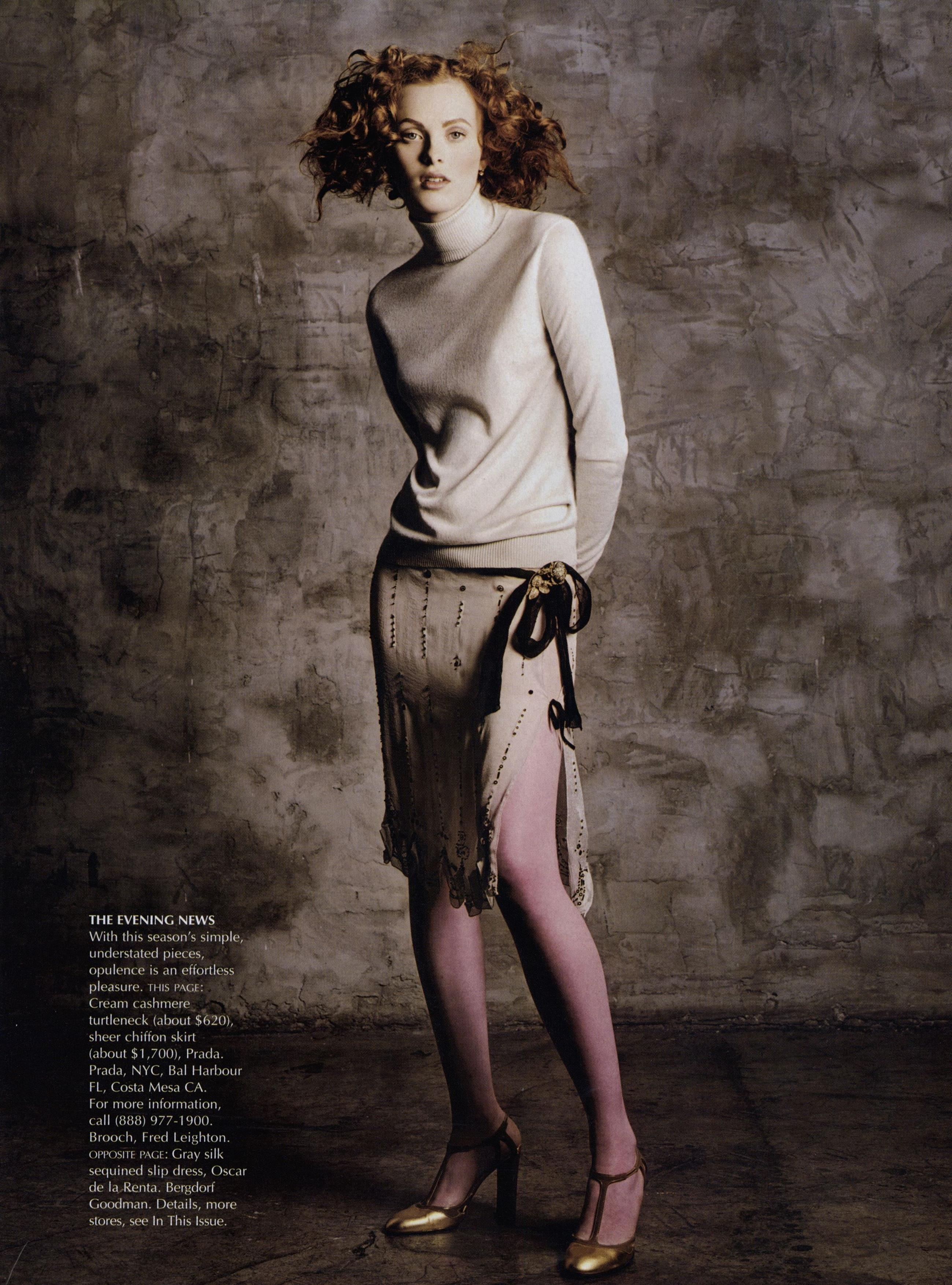 Prada Spring 2000 Beige Semi Sheer Silk Lip Embellished Skirt Runway Look #55 6