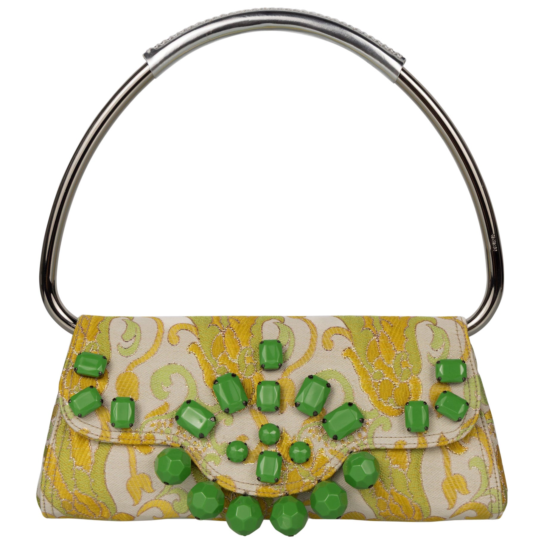 Prada Spring 2003 Jewellled Brocade Bag - Iconic Y2K Runway Piece en vente