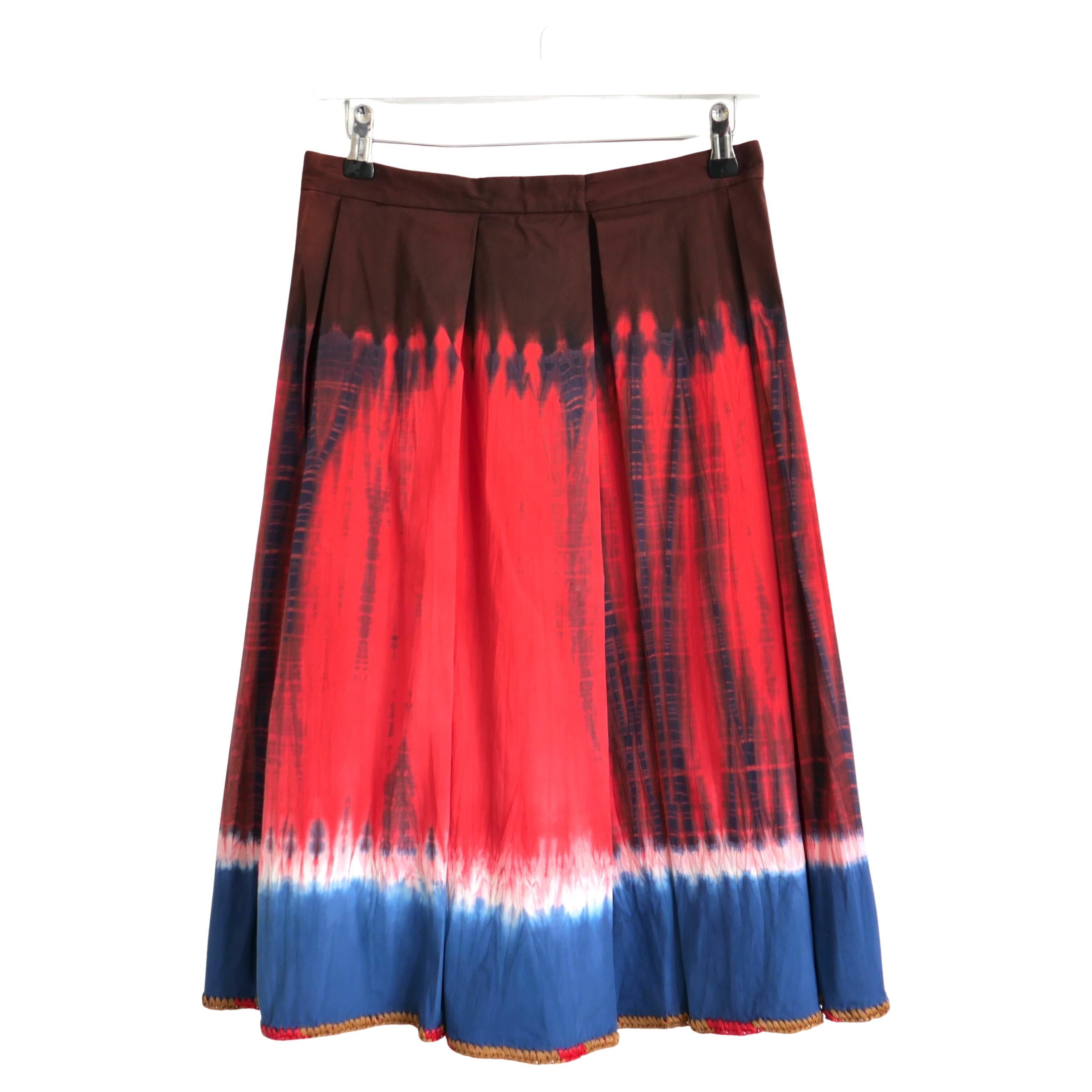 Falda Prada Primavera 2004 Tie Dye Raffia Hem en venta