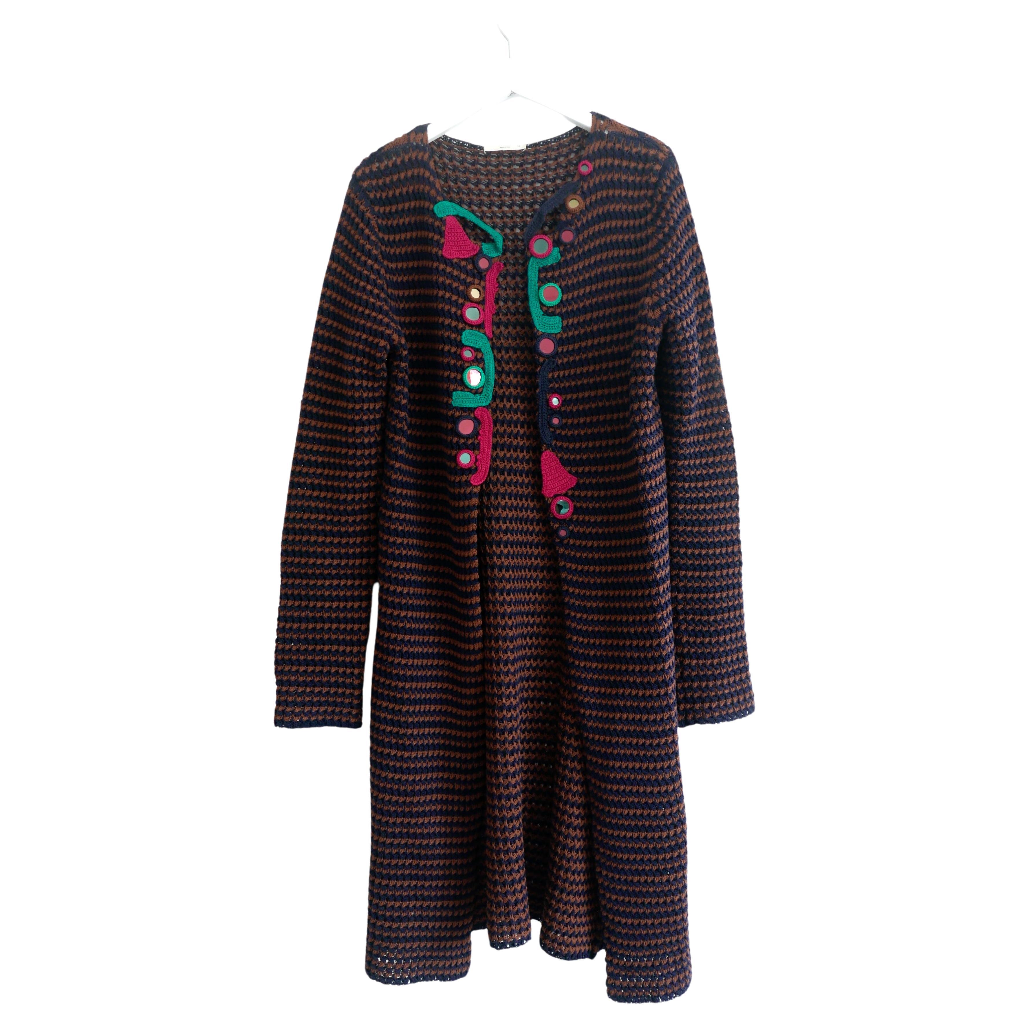 Prada Spring 2005 Crochet Embellished Cardigan Coat For Sale