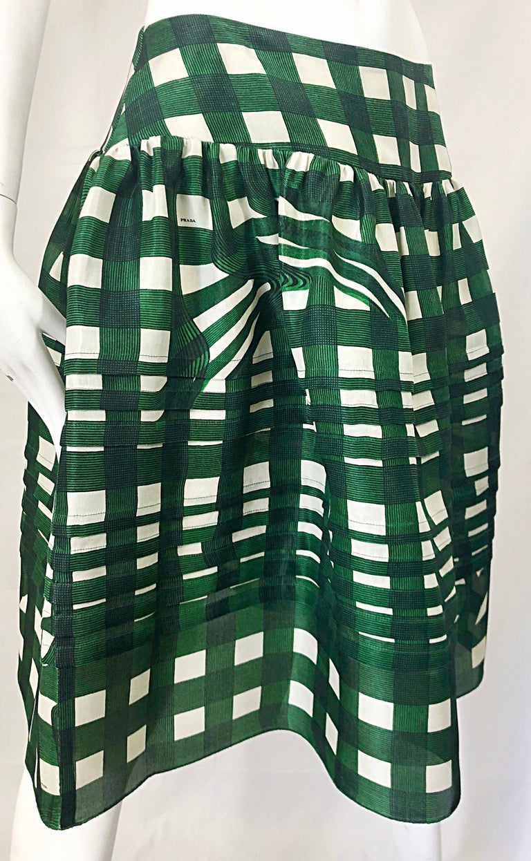 Prada Spring 2008 Runway Fairy Collection Green + White A - Line Skirt ...