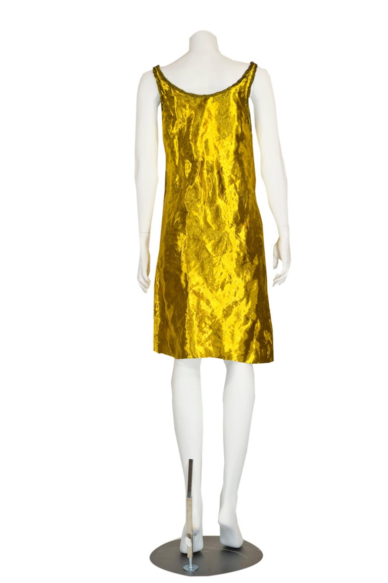 Prada Spring 2009 Gold Metal and Silk Sleeveless Cocktail Dress Runway ...