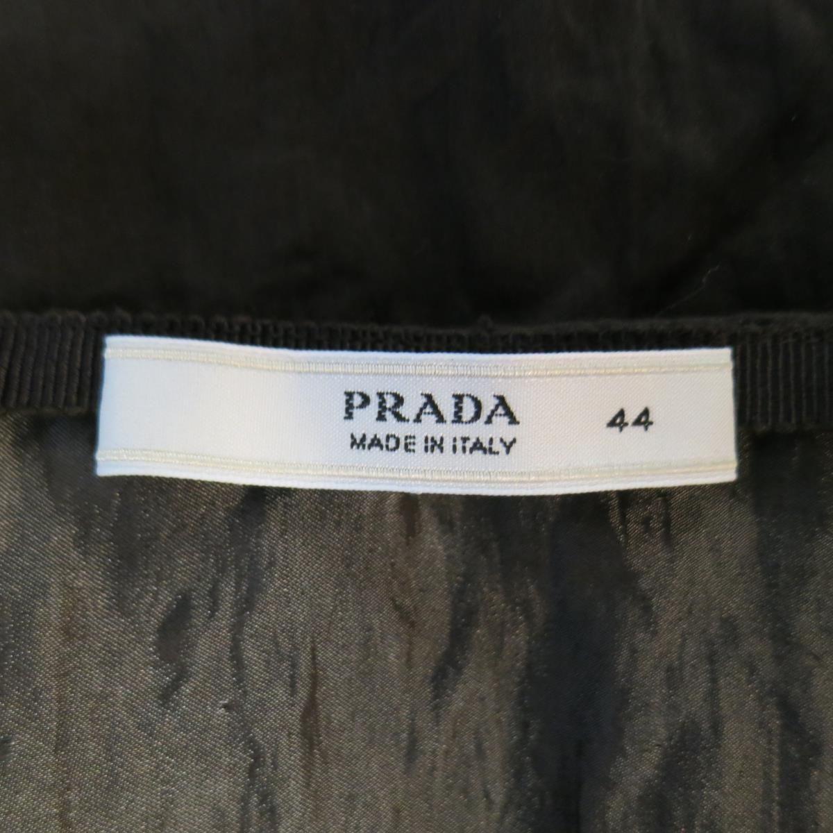 PRADA Spring 2009 Size US 10 / IT 44 Brown Winkled Cotton Metal Blend Skirt 1